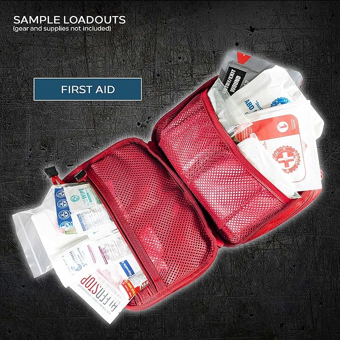 EPG Tactical Bag EDC Pouch, Molle Utility Pouch - Organizer, First Aid Black Backpack Organizer Pouches, Backpack, Modular Survival Bag, Gear, Large, Red