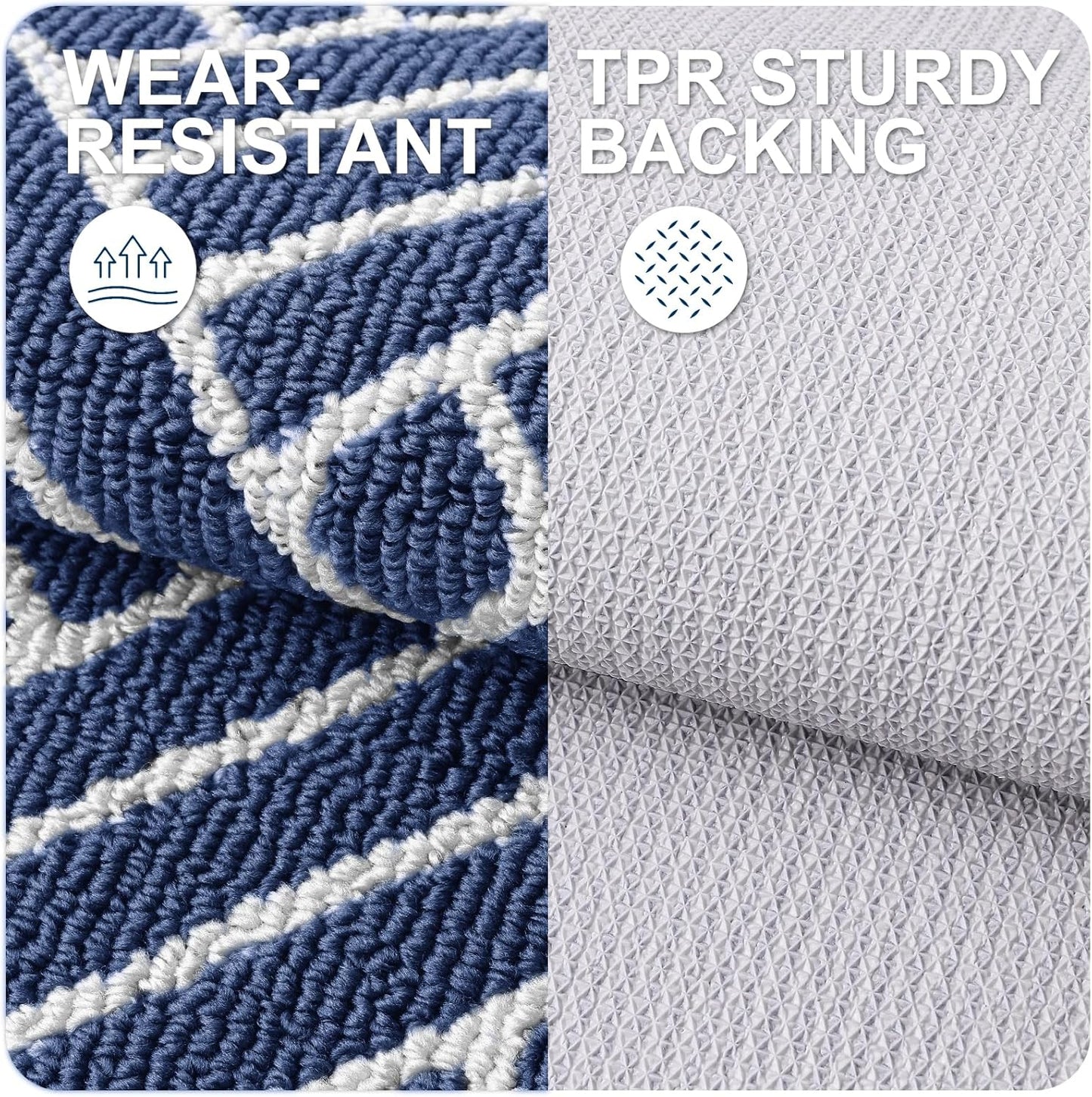 OLANLY Indoor Door Mat, 40x32 Inch, Dirt Resistant and Absorbent, Non-Slip Rubber Backing Floor Mats, Easy Clean Low-Profile Doormat for Entryway, Front Door, and Inside Entrance, Navy