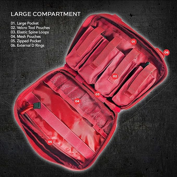 EPG Tactical Bag EDC Pouch, Molle Utility Pouch - Organizer, First Aid Black Backpack Organizer Pouches, Backpack, Modular Survival Bag, Gear, Large, Red