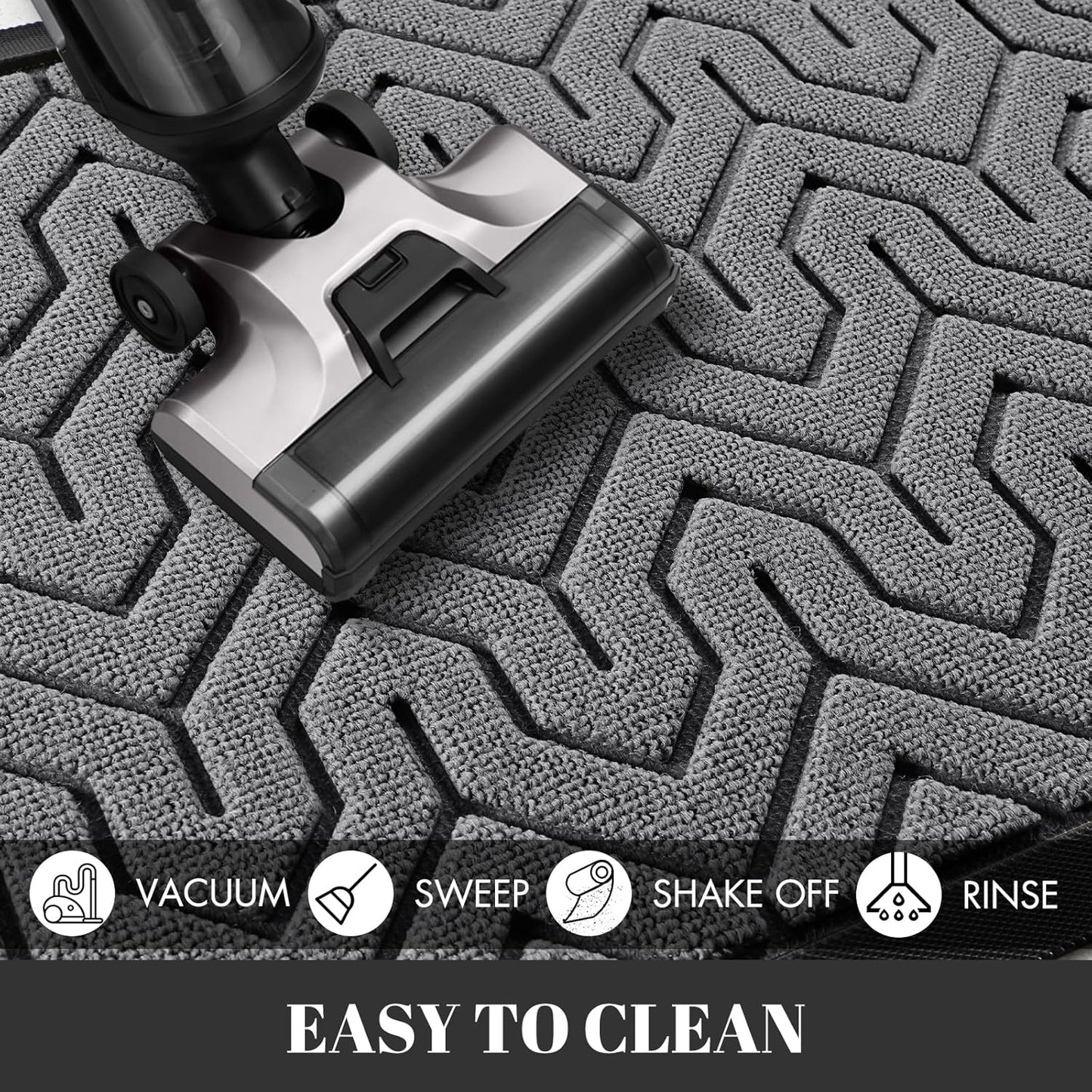 Yimobra Large Door Mat Outside Entrance 47x24, Waterproof Heavy Duty Outdoor Mats for Front Door, Non Slip Rubber Entry Mat for Garage Patio, Easy Clean, Grey