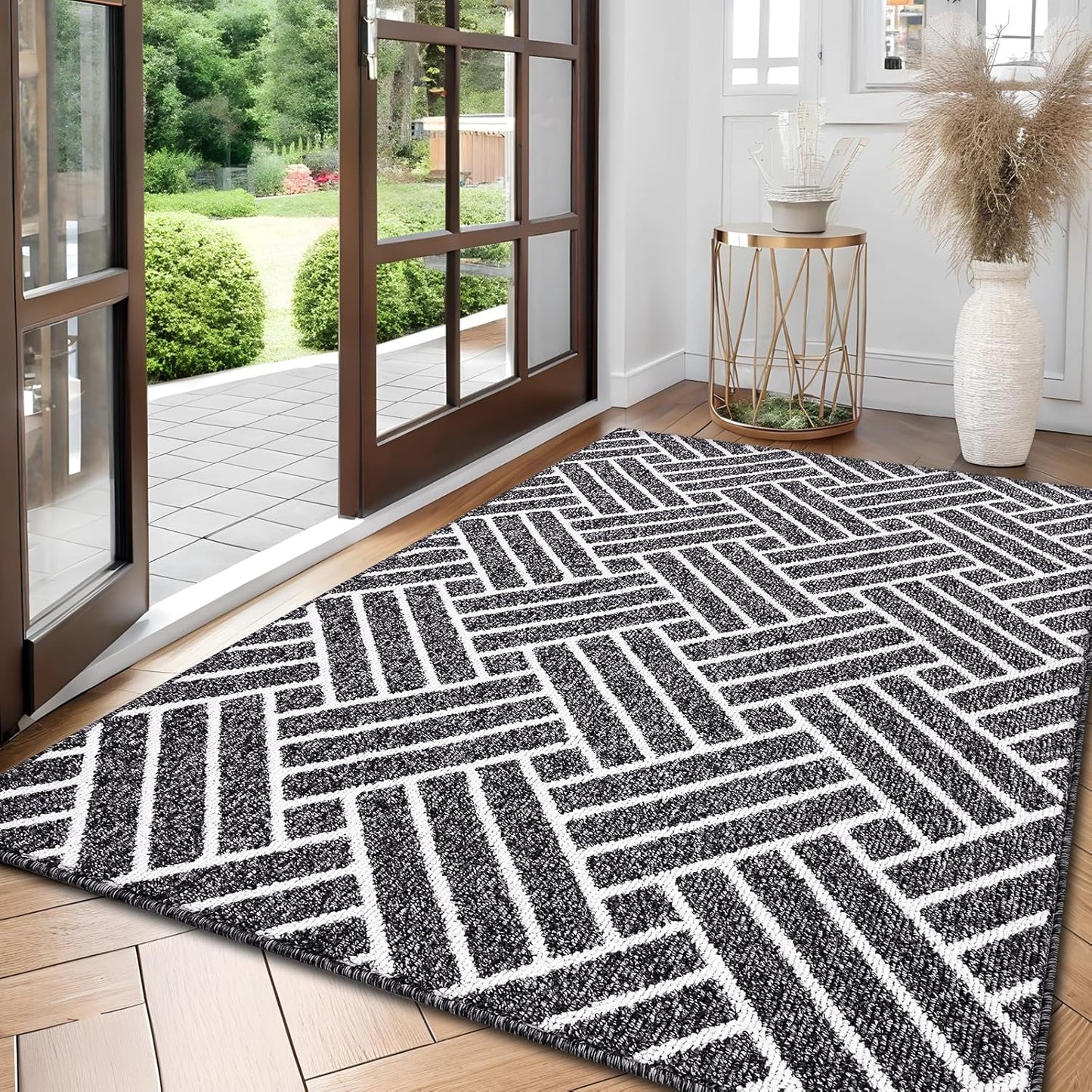 OLANLY Large Indoor Door Mat, 71x47 Inch, Dirt Resistant and Absorbent, Non-Slip Rubber Backing Floor Mats, Easy Clean Low-Profile Doormat for Entryway, Front Door, and Inside Entrance, Black