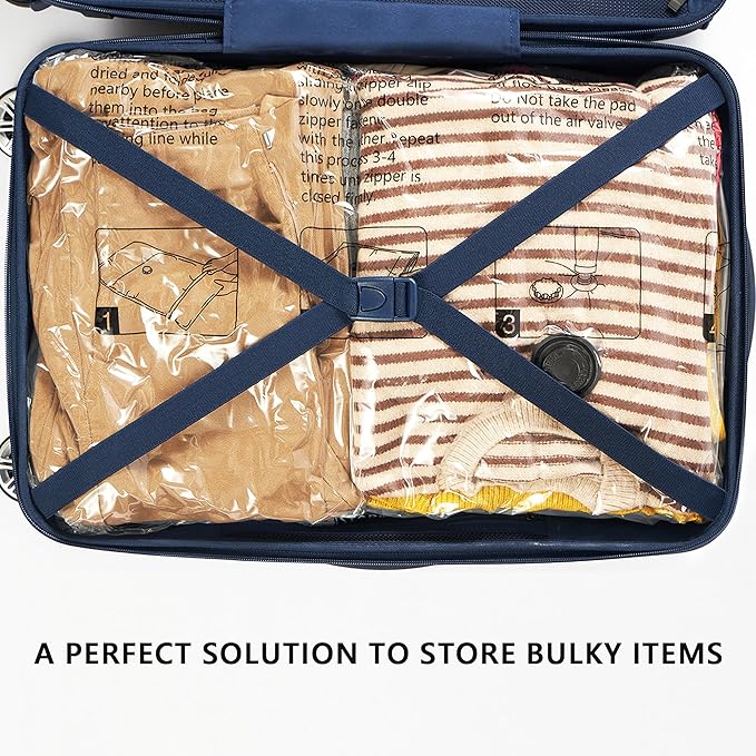 Vacuum Storage Bags 8 XXL Jumbo, Space Saver Bags with Travel Hand Pump, Compression Airtight Sealer Bags for Clothes, Bedding, Pillows, Comforters, Blankets