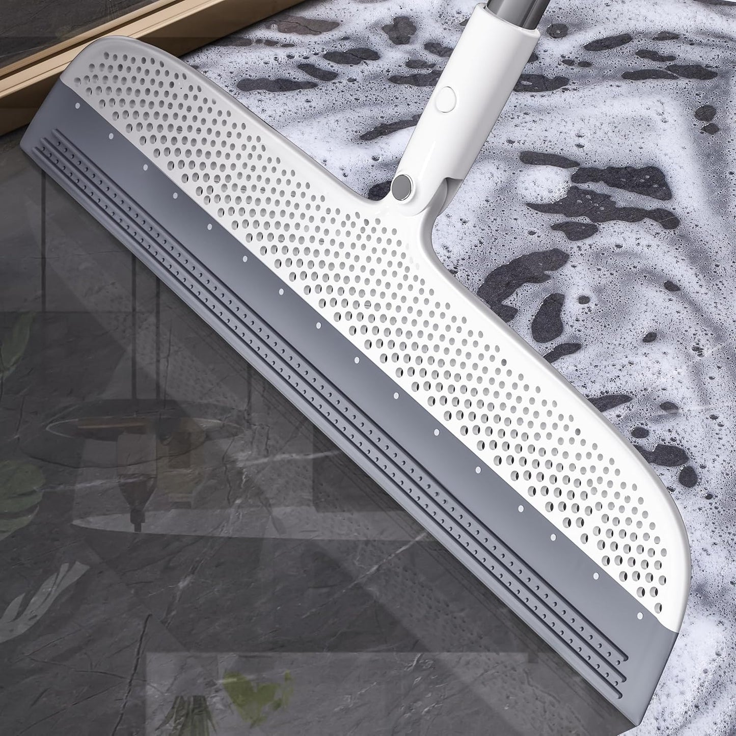 Rubber Squeegee Broom for Floors, 51.77" Long Handle Multi-Surface Magic Broom, Pet Hair Remover Scraper for Laminate Carpets, Windows, Mirrors, Rugs, Hardwood, Tile Cleaning