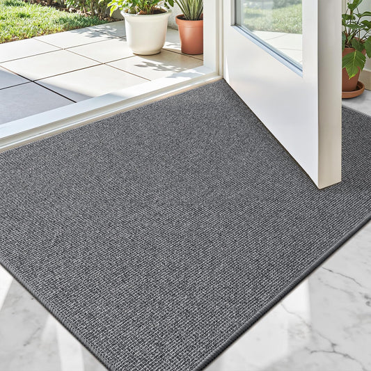 LUMI Indoor Door Mat 32"x48", Ultra Thin Low Profile Non-Slip Doormat for Home Entrance, Absorbent & Stain-Resistant Welcome Mats, Washable Entryway Mat for Front Door, Patio, Porch, Grey