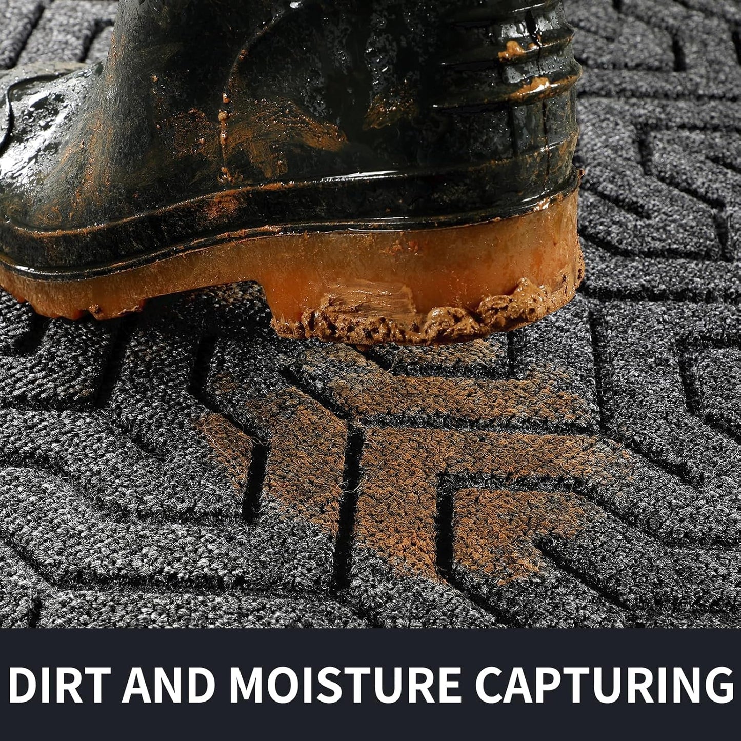 Yimobra Large Door Mat Outside Entrance 36x24, Waterproof Heavy Duty Outdoor Mats for Front Door, Non Slip Rubber Entry Mat for Garage Patio, Easy Clean, Black Grey