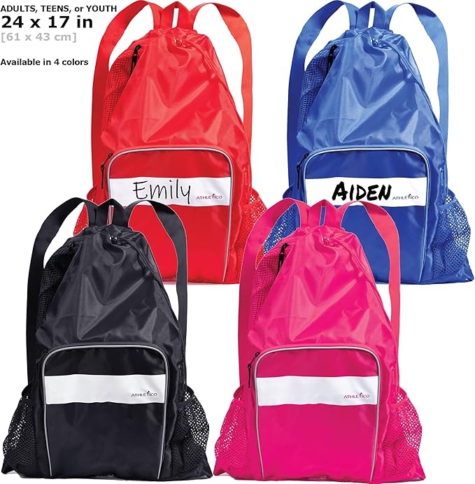 Athletico Mesh Swim Bag - Mesh Pool Bag With Wet & Dry Compartments for Swimming, the Beach, Camping and More