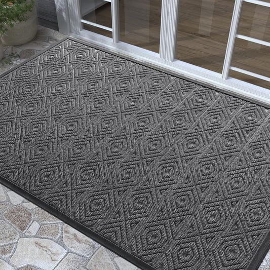 Yimobra Modern Grey 60 x 36 Inch Waterproof Doormat, Non Slip, Stain & Fade Resistant, Indoor/Outdoor, Welcome Mat