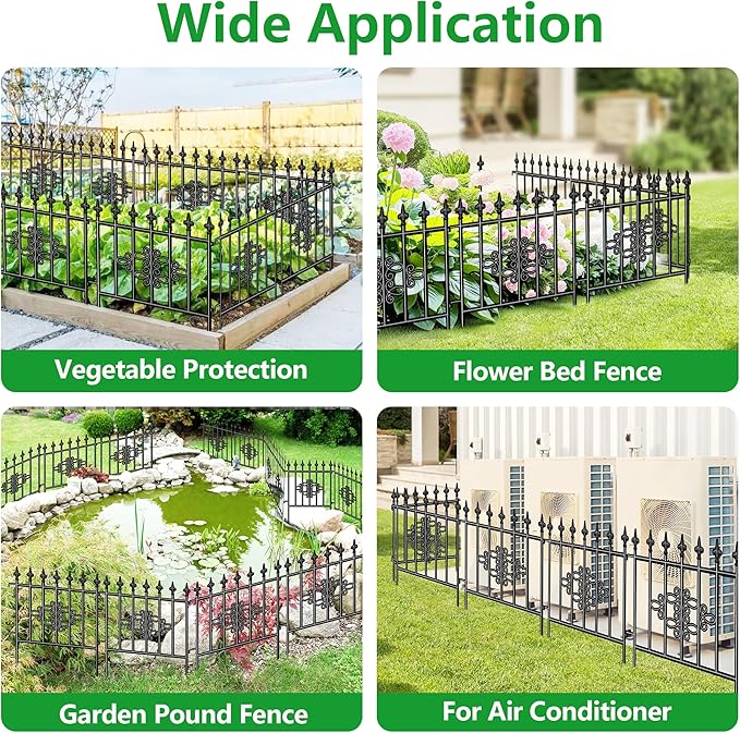 AMAGABELI GARDEN & HOME 5panels Decorative Garden Fences and Borders for Dogs 26in(H)×10ft(L) No Dig Metal Fence Panel Garden Edging Border Fence for Animal Barrier Fencing for Flower Bed Yard Patio