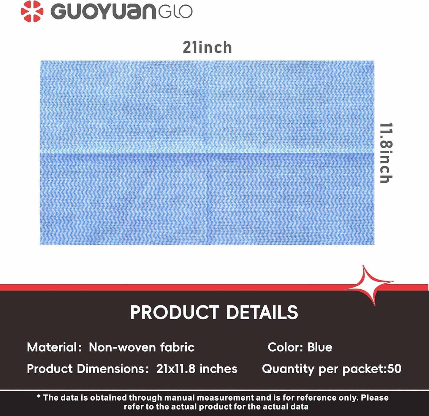 Disposable Dish Cloths Disposable Cleaning Towels Heavy Duty Reusable Cleaning Cloths Dish Rags for Kitchen,11.8 x 21 inches - 50 Counts/Pack,Blue