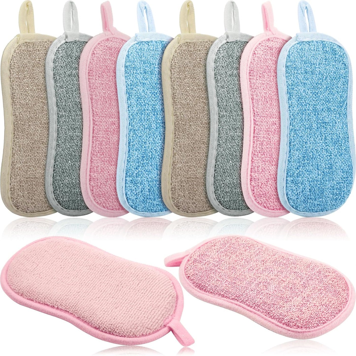 Boao 10 Pieces Multipurpose Kitchen Scrub Sponges, Non-Scratch Microfiber Scrub Sponges for Kitchen Reusable Scouring Pads Sponge Scrubber for Household Cleaning Dishes and Pots(Mixed Colors)