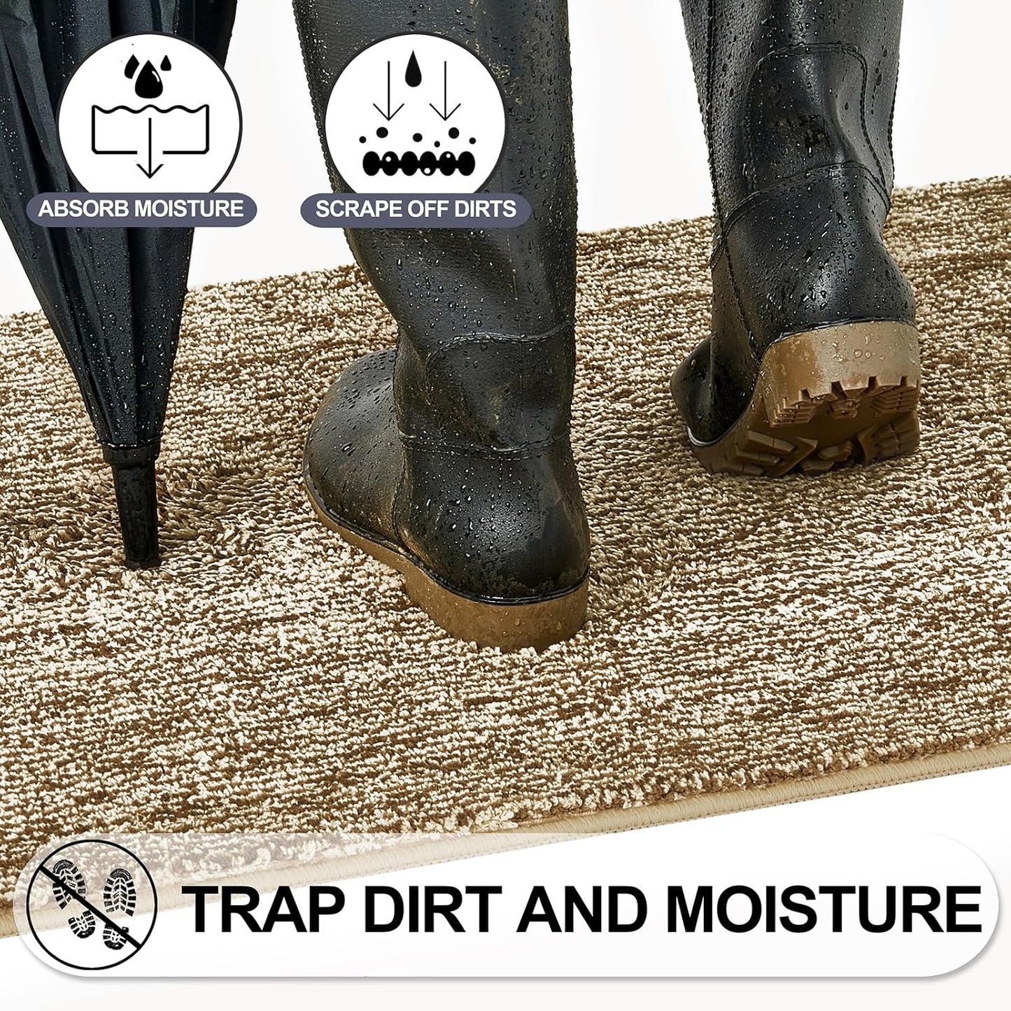 REFETONE Indoor Doormat, Front Door Mat 32"x40" Absorbent Rubber Backing Non Slip Back Door Mats, Washable Low-Profile Inside Floor Mat Door Rugs for Entryway, Resist Dirt Mud Mat for Dogs, Coffee