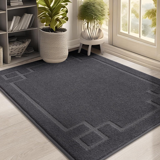 BEQHAUSE Door Mat 32" x 48", Non-Slip Door Mats Indoor Entryway Rugs Washable Low-Profile Absorbent and Stain Resist Floor Mats, Dog Door Mat for Front Back Door, Muddy Wet Shoes & Paws, Dark Grey