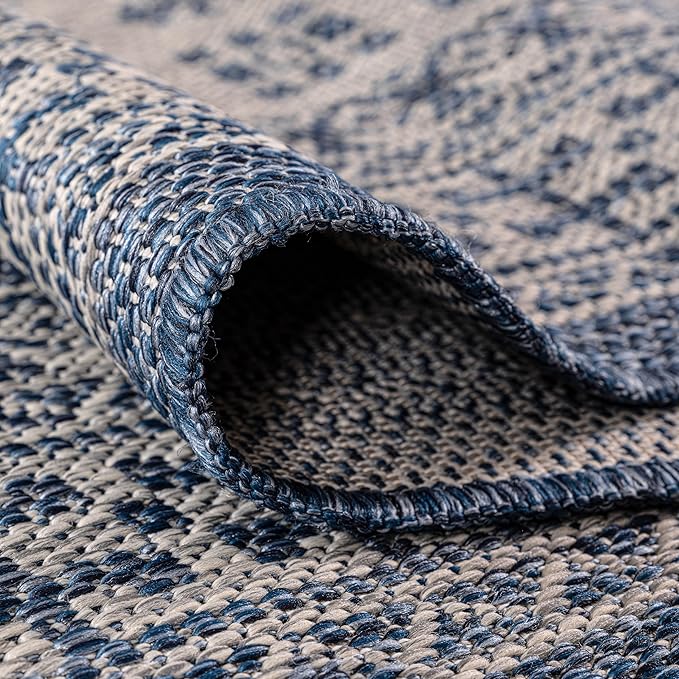 Keen Home Design Terrace Outdoor Round Rug - 8ft Round Washable Indoor/Outdoor Rug for Patio, Kitchen, Balcony, Beach, Garden, Deck and Porch, Size: 7'7" Round