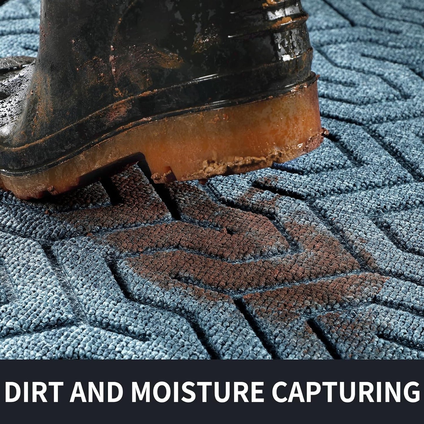 Yimobra Large Door Mat Outside Entrance 47x32, Waterproof Heavy Duty Outdoor Mats for Front Door, Non Slip Rubber Entry Mat for Garage Patio, Easy Clean, Mix Blue