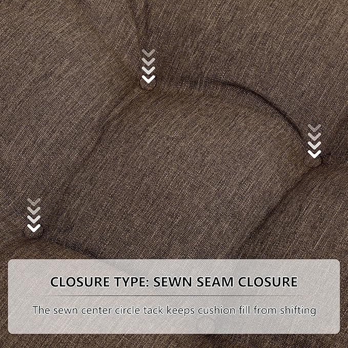 RACE LEAF Patio Chair Cushions 19x19 4 Pack, Thickened Heavy Duty Outdoor Cushions Stain & Water Resistant Non-Slip Ties Tufted (Brown)