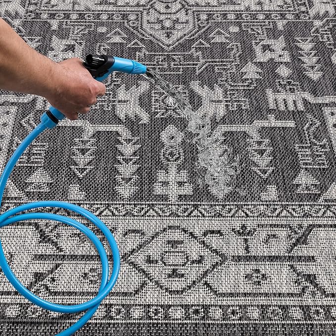 Keen Home Design Terrace Outdoor Round Rug - 8ft Round Washable Indoor/Outdoor Rug for Patio, Kitchen, Balcony, Beach, Garden, Deck and Porch, Size: 7'7" Round