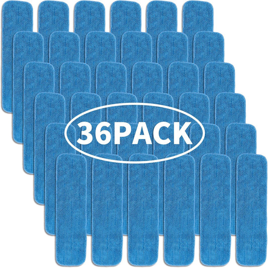 Matthew 18'' 36Pcs Microfiber Spray Mop Replacement Pads Heads for Wet Dry Floors Reusable Home Commercial Cleaning Refills,Machine Washable Fits Compatible with Bona Mop&Most Spray Mops Blue