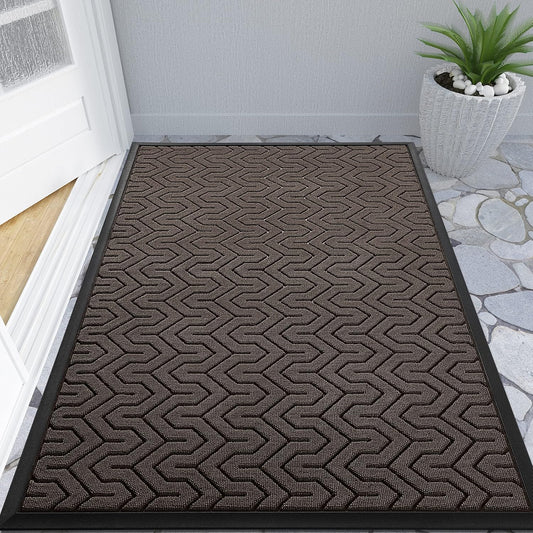Yimobra Large Door Mat Outside Entrance 47x32, Waterproof Heavy Duty Outdoor Mats for Front Door, Non Slip Rubber Entry Mat for Garage Patio, Easy Clean, Brown