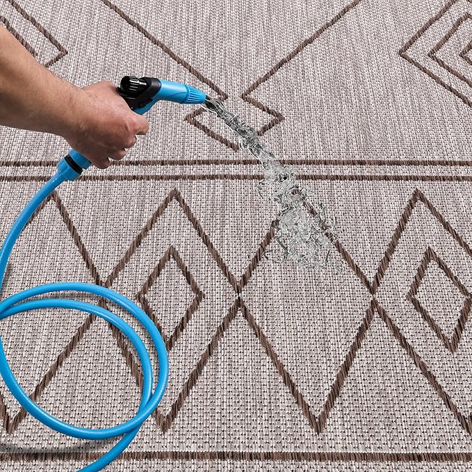 Keen Home Design Terrace Outdoor Round Rug - 5ft Round Washable Indoor/Outdoor Rug for Patio, Kitchen, Balcony, Beach, Garden, Deck and Porch, Size: 5'3" Round